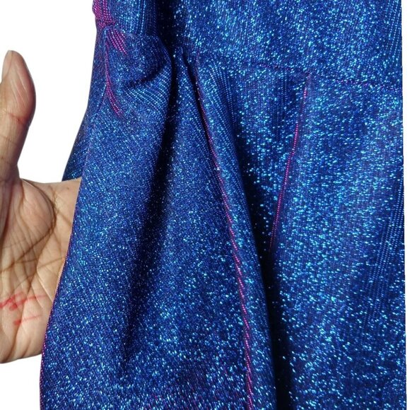 B.Darlin Glitter knit Skater Party Dress Spaghetti Straps Saphire/Fuschia 11/12 - Picture 6 of 11